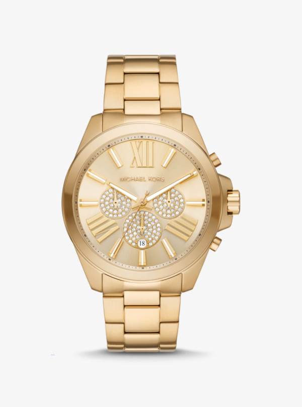 Panske Gold-tone Hodinky Michael Kors Oversized Wren Pavé Zlate - Hodinky Michael Kors Akcia | KCSYJ-6491